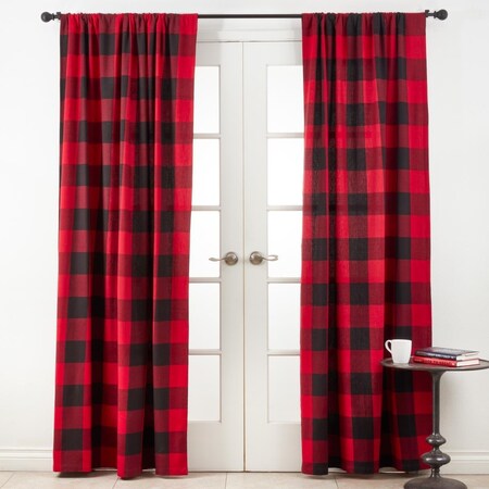Rlm Distribution SARO  54 x 84 in. Cotton Buffalo Plaid Curtains - Red HO2657326